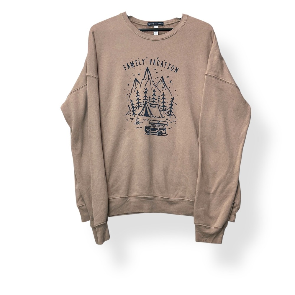 Kiel James Patrick Sweatshirt Mens 2XL Tan Family Vacation Graphic Pullover‎ - Picture 2 of 6